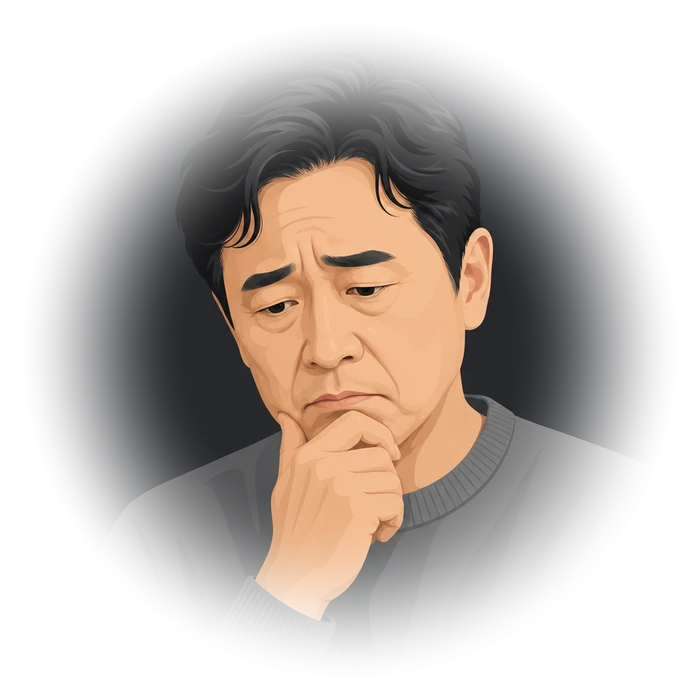 여러 업체에 나눠 맡기고 고민하는 표정의 사업가 일러스트